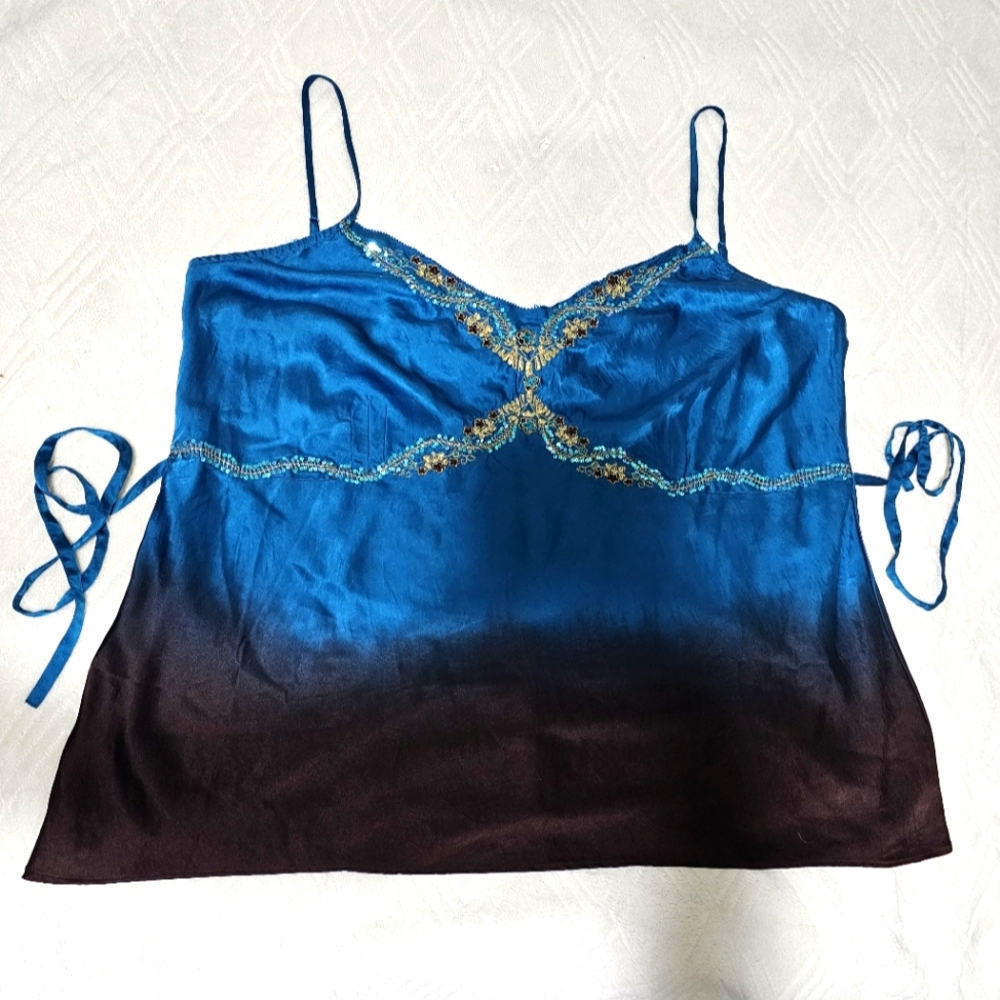 EUC Monsoon Embroidered Ombre Silk Cami - Sz  22